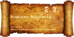 Rombauer Nikoletta névjegykártya